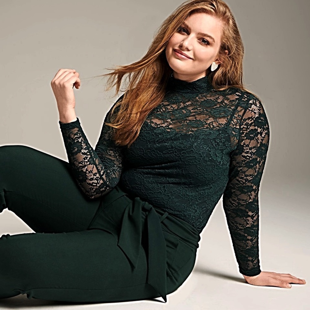 Lane Bryant Black Mock Collar Top Sz 14/16 NWT